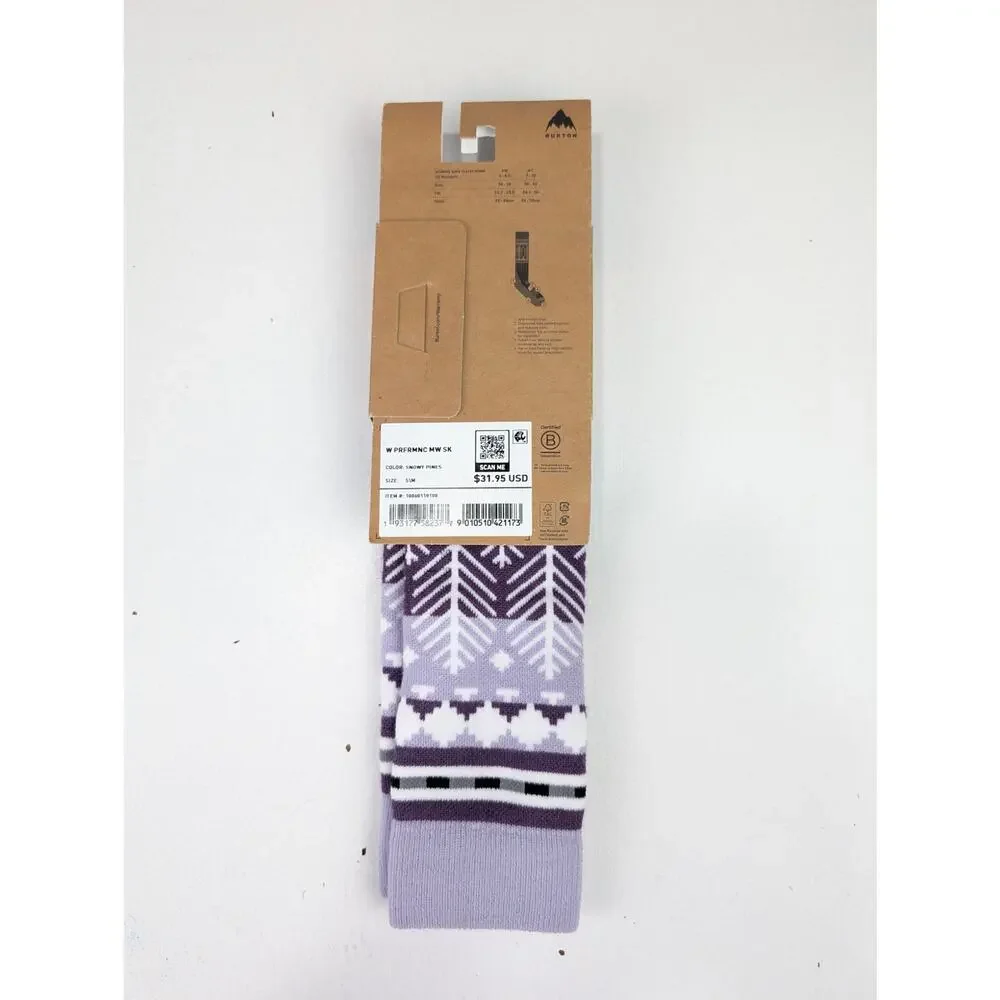 Burton Women's Small/Medium Midweight Performance Ski Sock Purple/Black/White
